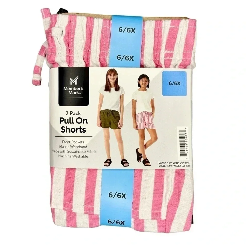 Members Mark Girls 2 Pack Pull On Shorts NWT - Picture 1 of 6